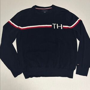 Tommy Hilfiger Women's Navy Blue Sweater with Red and White Accents